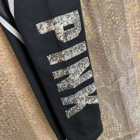 PINK Victorias Secret RARE black/silver sequin bling yoga pants, size XS, EUC - Picture 5 of 6